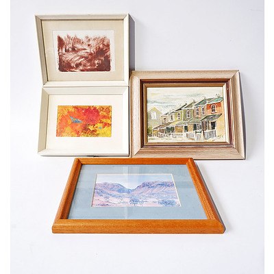 Four Framed Artworks Including Two Works by Sheila McDonald of Bellevue Hill, Plus J Richard "Paddington 1990" Oil on Board and and Alfred Namatjira Offset Print