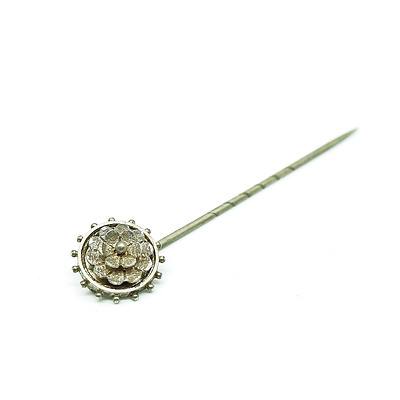 Antique Silver Lapel Pin in Floral Design