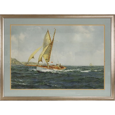 Three Offset Prints Including Monet "Paris Quai De Loire", Fragonard "Young Girl Reading" and Print of Sailing Yacht
