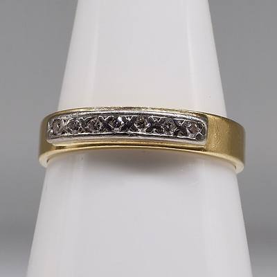 18ct Yellow and White Gold Eternity Ring with Seven Single Cut Diamonds