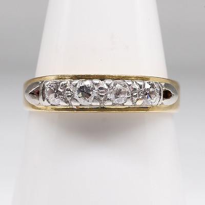 18ct Yellow and White Gold Eternity Ring with Four Old Cut Diamonds