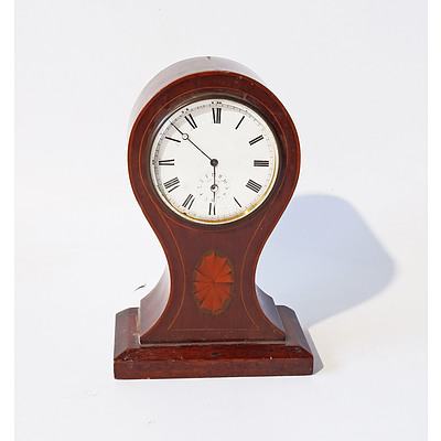 Late Victorian Inlaid Mahogany Balloon Shaped Mantle Clock with French Movement