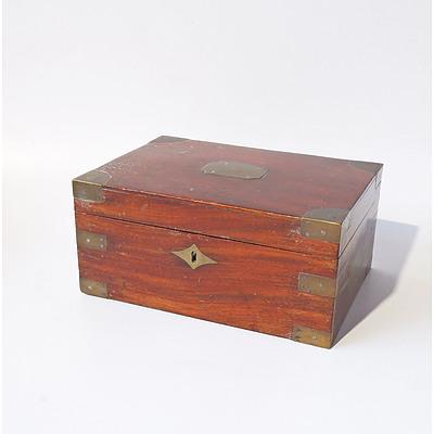 Antique Brass Bound Mahogany Box, 19th Century