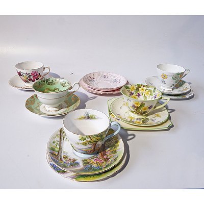 Three China Trios, Including Shelly, Two Duos and Two other Plates