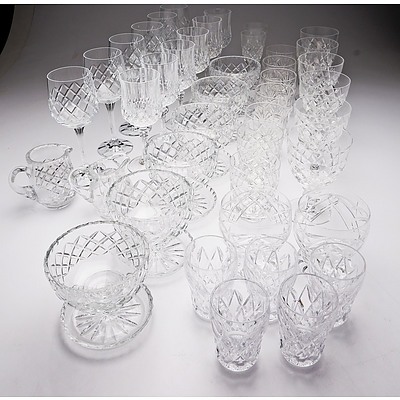 Large Quantity of Mixed Crystal and Cut Glass Stemware and Tumblers