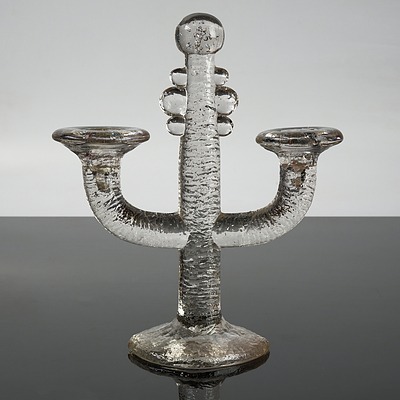 Swedish Art Glass Candleholder by Pukeberg Glass Works Designed by Staffan Gellerstedt