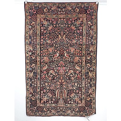 Semi-Antique Persian Kashan Hand Knotted Wool Pile 'Tree of Life' Rug
