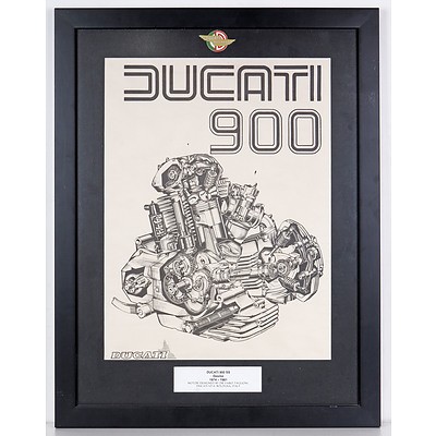 Ducati 900 Engine Diagram In Framed Presentation