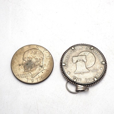 American 1974 One Dollar and 1976 American One Dollar Pendant