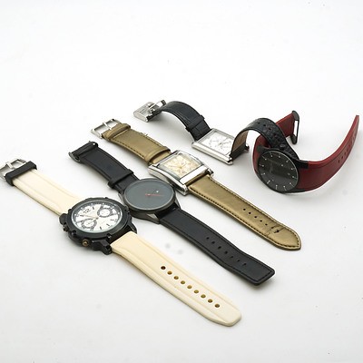 Five Wristwatches, Including Kenneth Cole, Terner, Cotton On and Titanium 