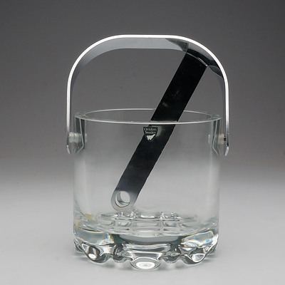 Orrefors Crystal Ice Bucket with Tongs