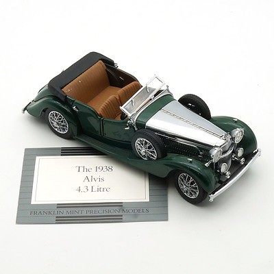 Franklin Mint 1:24 Diecast 1938 Alvis 4.3 Litre, with Certificate and Box