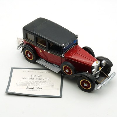 Franklin Mint 1:24 Diecast 1935 Mercedes Benz 770K, with Certificate and Box