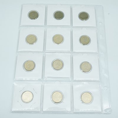 Sheet of Various 2 Dollar Coins