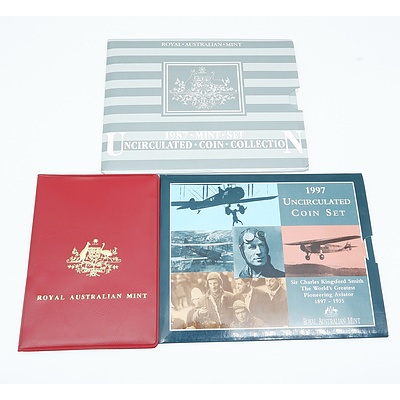 RAM 1987 Uncirculated Coin Set, RAM 1976 Coin Set and RAM 1997 The World's Greatest Pioneering Aviator Uncirculated Coin Set