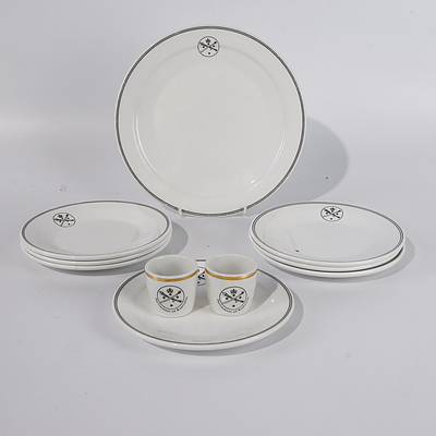 Quantity of Australian Parliament House Crockery Including One Main Plate, Seven Side Plates and Two Egg Cups