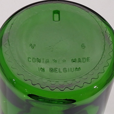 Thirteen 1960s Green & Blue Dome Lidded Jars Made in Belgium, Circa 1960s