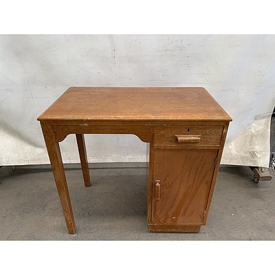 1940's lowboy & Vintage ash school desk & Vintage mixed hardwood desk and more Lot of 4 items