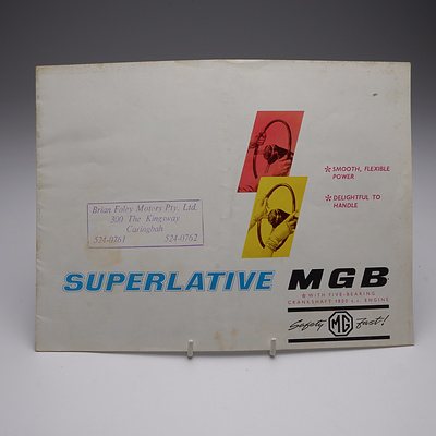 Original Vintage Dealer Catalogue for BMC MG MGB - Stamped Brian Foley Motors C.1965
