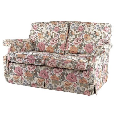 Floral Fabric Upholstered Three Piece Lounge Setting