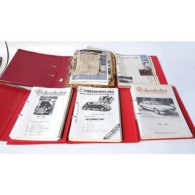 Range Rover Owners Club Magazines, Two Folders of Automobile Ephemera and 5 'The Times' Motor Car Industry Supplement.