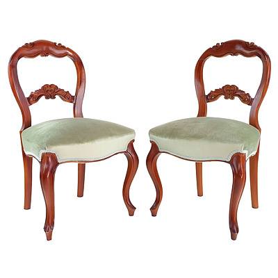 Four Reproduction Victorian Style Balloon Back Dining Chairs