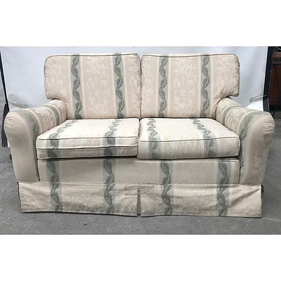 2 Seater Green & Beige Couch