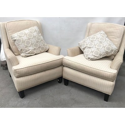 Pair of White & Beige Arm Chairs