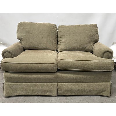 2 Seater Green Suede Couch