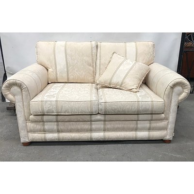 2 Seater White & Green Couch