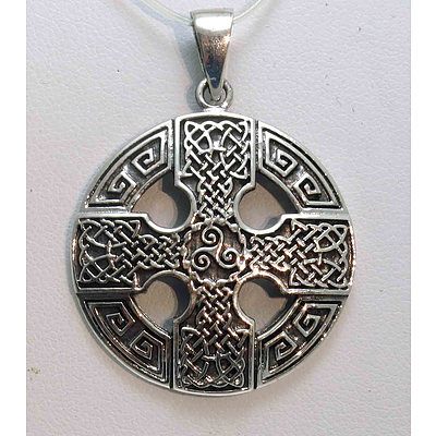 Sterling Silver Celtic Cross - With Triskelion