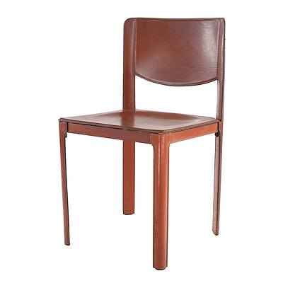 Italian Matteo Grassi Tan Leather Upholstered Chair