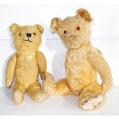 Two Old Mohair Bears, One Labelled Joy-Toys