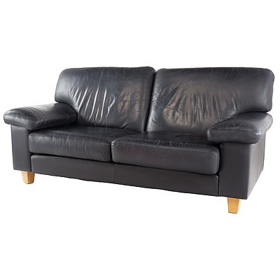 Arthur G Black Leather Upholstered Two Seater Lounge (8425)