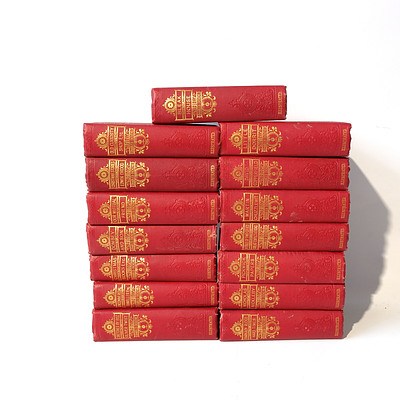 15 Volumes Works of Charles Dickens, Waverly Book Co, London, Including A Tale of two Cities, Pickwick Papers, Nicholas Nickleby and More