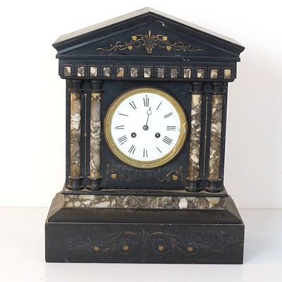 Antique Slate and Marble Mantle Clock
