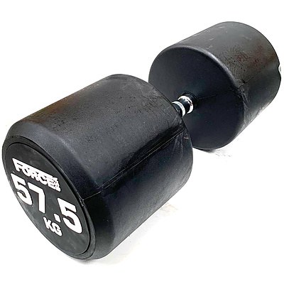 57.5kg Force USA Commercial Round Rubber Dumbbell - Brand New - RRP $316.25