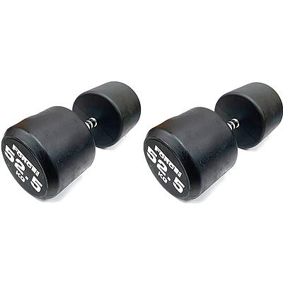 Pair of 52.5kg Force USA Commercial Round Rubber Dumbbell - Brand New - Total RRP $577.5