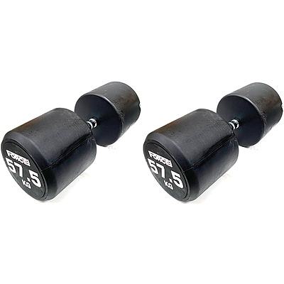 Pair of 57.5kg Force USA Commercial Round Rubber Dumbbell - Brand New - Total RRP $632.5