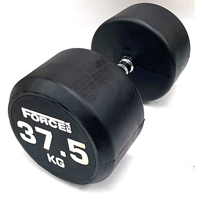 Pair of 37.5kg Force USA Commercial Round Rubber Dumbbell - Brand New - Total RRP $412.5