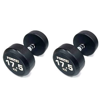 Pair of 17.5kg Force USA Commercial Round Rubber Dumbbell - Brand New - Total RRP $192.5