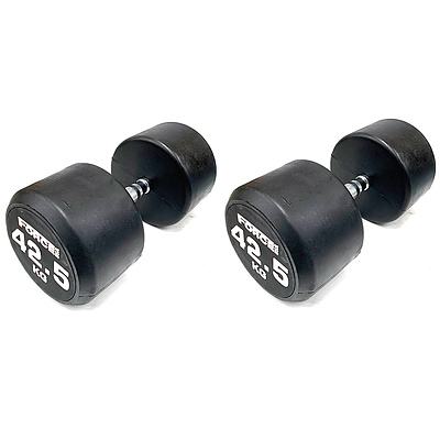 Pair of 42.5kg Force USA Commercial Round Rubber Dumbbell - Brand New - Total RRP $467.5