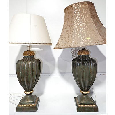 Pair of Antique Style Painted Plaster Table Lamps