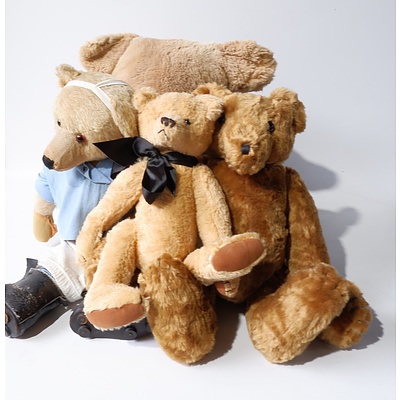 Three Vintage Teddy Bears and a Soft Toy Koala Bear