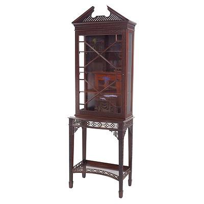 Edwardian Mahogany 'Chinese Chippendale' Style Cabinet with Pierced Galleries, Early 20th Century