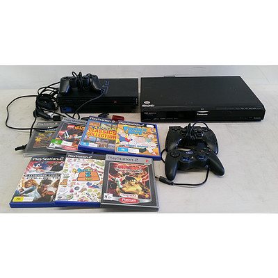 Panasonic DVD Recorder and Playstation 2 Console with Six Games and Controllers