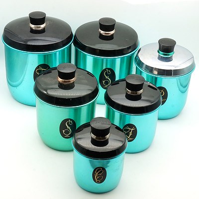 Vintage Australian 'Model Maid by Jason' Anodised Tin Canisters
