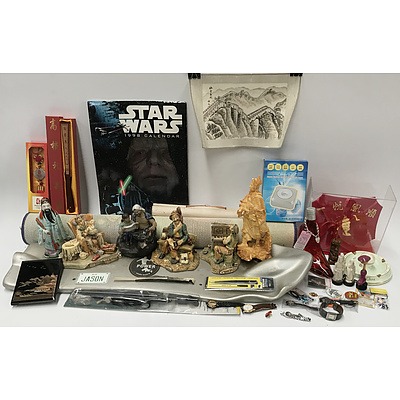 Assorted Homewares including: 1998 Star Wars Calendar, A 'The Wiggles' Carpet, Various Porcelain Items and More