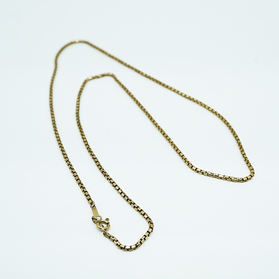 9ct Yellow Gold Box Link Necklace, 8g