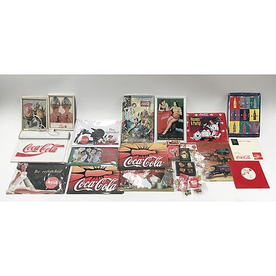 Coca Cola Records, Metal Plates, Light up Sign, Pins, Glass Bottles, Basket Ball, Soccer Ball and More